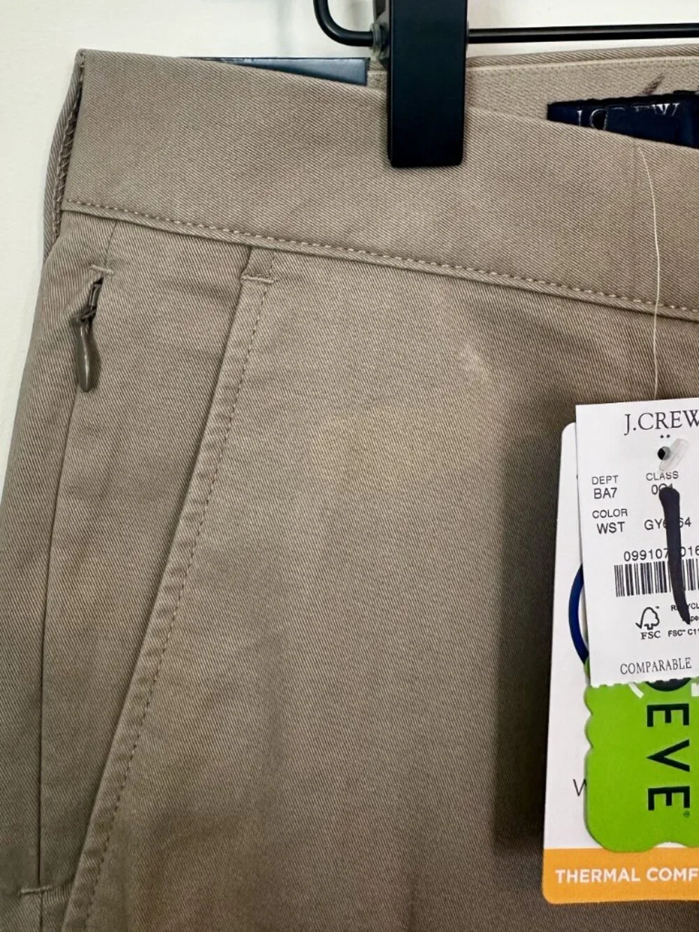 NWT J.Crew Straight Fit TruTemp365 Khaki Chino Pants - Size: 33x34